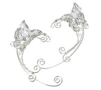 VALICLUD Manchettes D’Oreilles de Fée Non Perçantes en Alliage Sûr Boucles D’Oreilles Enveloppantes Perlées pour Femmes Paire Unique Légère Anniversaire et Saint-Valentin
