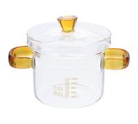 VALICLUD Marmite en Verre Transparent 400ml avec Couvercle et Poignées, Facile à Observer la Cuisson, pour Préparer Soupes et Potages Maison
