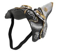 VALICLUD Masque de Médecin Peste à Bec Steampunk en Plastique Rigide Argenté et Noir Demi-Masque Ajustable pour Cosplay Halloween Adulte Accessoire Gothique D’Effroi et Costume