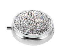 VALICLUD Mini Pilulier Élégant En Strass : Pilulier De Pharmacie Avec Compartiments - Récipient Pour Médicaments Quotidiens - Porte-médicaments Portable
