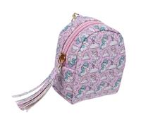 VALICLUD Mini Sac de Rangement Étanche pour Câbles Porte Garçon Fille PU Cartoon Licorne Petit Porte Clés Rose à Motif Rayé Pratique et Adorable pour