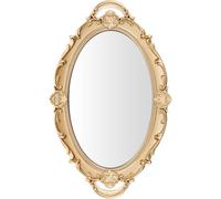 VALICLUD Miroir Mural Ovale 38X23 CM Style Baroque Doré Ancien Miroir Décoratif Vintage pour Maquillage et Salle de Bain Cadre Sculpté Accessoire Mural Élégant pour Intérieur Rétro