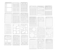 VALICLUD Modèle de dessin pour carnet de notes et journal A5 24 pièces en plastique blanc réutilisables pour scrapbooking et stamping pochoirs pour bloc-notes et journal