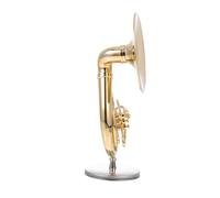 VALICLUD Modèle Mini Sousaphone en Cuivre Doré 13 Cm Coffret de Rangement et Support, Décoration de Bureau Unique et Brillante pour Maison ou Café