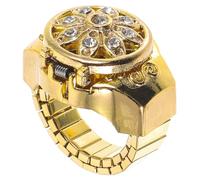 VALICLUD Montre Bague à Doigt, Montre à Cadran à Doigt, Quartz, Acier Inoxydable, Or, Cadran Numérique, Légère, Portable, Confortable, Style Vintage, pour Randonnée et Voyage