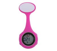 VALICLUD Montre D'infirmière Multifonction Silicone Épingle Détachable, Cadran Rond, Rose Fuchsia, Montre De Poche Médicale Légère pour Personnel Soignant