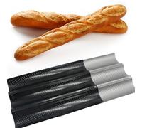VALICLUD Moule à Baguettes Ondulé en Acier Carbone Argenté 3 Compartiments, Facile à Nettoyer Utiliser, pour Français à Boulangerie