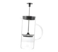 VALICLUD Mousseur à Lait Manuel Verre avec Couvercle Noir Cafetière Piston pour Café et Lait Presse à Café Verre pour Bureau et Cuisine