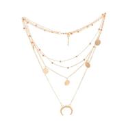 VALICLUD Multi-layer Moon Pendant Necklace with Round Beads Elegant Jewelry for Women for Special Occasions and Everyday Wear
