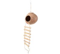 VALICLUD Nid Suspendu en Coquille De Noix De avec Échelle Et Tapis Végétal, Nid Léger pour Perroquets, Lit De Repos pour Pet Birds, 1 Set