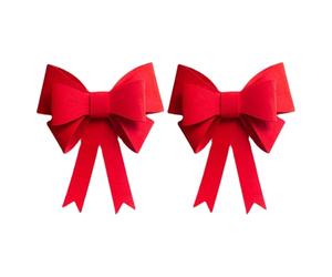 VALICLUD Nœuds Rouges pour Sapin de Noël 2 Pièces, Grands Nœuds en Velours pour Décoration de Rideaux et Événements Festifs Intérieurs