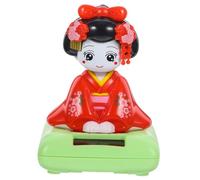 VALICLUD Ornement Solaire Voiture Poupée Japonaise Kimono Tête Branlante Décoration Petite Figurine de Bureau Auto Alimentée Design Réaliste et Résistante