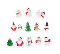 VALICLUD Ornements de Noël Ensemble Mini Figurines Miniatures de Noël Résine pour Bricolage Artisanat Boules à Neige Maison de Poupée Jardin de Fées 13 Pièces Style Aléatoire