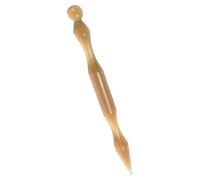 VALICLUD Outil de Massage des Méridiens en Corne Naturelle Double Tête, Bâton D'acupression Auriculaire Multifonction pour Thérapies par Pression et Relaxation