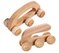 VALICLUD Outil De Rouleau De Massage En Bois 2 Pièces u De 6 Roues Et Arche 6 Roues, Masseur En Bois Compact Multifonction Pour Massage Du Dos, Pieds, Épaules, Cou, Usage Domestique