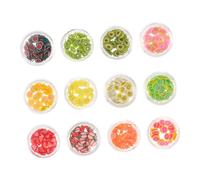VALICLUD Paillettes pour Nail Art DIY Coffret 12 Couleurs Tranches de Fruits Pâte Souple Décoration Ongles Manucure Fête Accessoires