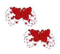 VALICLUD Paire de Pinces à Cheveux Rouge pour Mariée Accessoires Coiffure Femme Couvre-Chefs à la Mode Ornement Floral pour Mariage et Fête 1 Paire de Barrettes Décoratives Élégantes