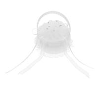 VALICLUD Panier à Alliances Brodé Poignée Nacrée Coussin Rond en Dentelle Blanche Boîte Porte-Bagues pour Mariage Corbeille pour Demoiselle D’Honneur Décoration Saint-Valentin Présent