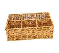 VALICLUD Panier de Rangement Imitation Rotin Tressé Organisateur Compact pour Couverts et Ustensiles de Cuisine Corbeille Multi Usage pour Table et Cuisine Design Naturel et Facile à