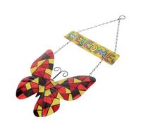 VALICLUD Panneau Décoratif en Fer Forgé Rouge Motif Colorés Panneau de Bienvenue Mural pour Porte D’Entrée Décoration Jardin Intérieur Surface Lisse et Bord Arrondi 1 Pièce