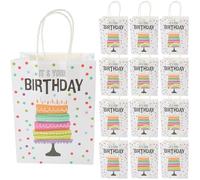 VALICLUD Paquet Présents D’Anniversaire en Papier Kraft Blanc Motif Gâteau 24 Sachets Petits Paquet à Bonbons pour Fêtes Anniversaires Showers et Surprises Festives