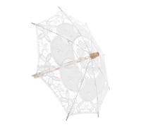 VALICLUD Parapluie Vintage Ombrelle en Dentelle de Mariée en Coton, Blanc, Parapluie de Mariage, Accessoire Photo pour Cérémonie de Mariage et Présent pour Proches