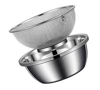 VALICLUD Passoire à Riz En Acier Inoxydable 20 Cm Avec Bol De 22 Cm, Crépine à Mailles Fines Résistante, Tamis Multifonction Pour Fruits Et Légumes, Set La Cuisine Pratique 2 Pièces