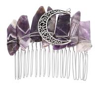 VALICLUD Peigne à Cheveux en Cristal Naturel, Couronne Lune Étoiles Violettes, Accessoire Chic pour Femmes et Filles, Coiffure de Fête, Mariage, Bijou Cheveux et Élégant