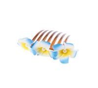 VALICLUD Peigne à Cheveux pour Mariée en Plastique Bleu, Forme Fleur Délicate Faite la Main, Polyvalent pour Coiffure Demi-attachée Lors de Mariage ou Anniversaire
