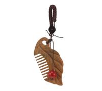 VALICLUD Peigne de bois de santal vert peigne à cheveux chinois porte-clés breloque coiffeur masseur de cheveux cuir chevelu peigne de massage porte-clés coiffeur peigne à dents fines Brun