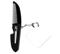 VALICLUD Peigne Pliable pour Barbe avec Miroir Carré Porte-clés Compact pour Homme Peigne de Poche à Dents Fines Léger et Portable Outil de Toilettage Multifonctionnel