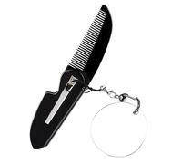 VALICLUD Peigne Pliant Portable pour Hommes Miroir Ovale Peigne de Poche Pliable à Dents Fines Accessoire de Voyage Pratique pour Barbe et Cheveux Clip de Clé