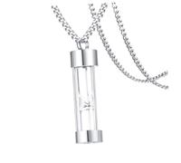 VALICLUD Pendentif Urne Verre Et Acier Inoxydable Avec Sablier Pour Cendres Bijoux Commémoratifs Unisexes Souvenir Élégant à Porter
