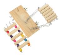 VALICLUD Perchoir en Bois Naturel pour Perroquet avec Balançoire Résistante à L’Usure et Échelle D’Exercice Plateforme Multifonctionnelle pour Oiseaux en Cage D’Entraînement Intérieur