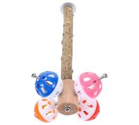 VALICLUD Perchoir en Bois Naturel pour Perroquet avec Boule Rotative et Clochette Bâtonnet à Griffes pour Oiseaux d'Activité pour Cage à Oiseaux Support de Mastication et Jeu Interactif