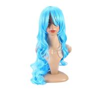 VALICLUD Perruque bouclée bleu ciel pastel perruques bouclées perruque de fête perruque de cheveux coloré perruque ondulée avec frange perruque longue frisée avec frange perruques cosplay
