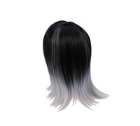 VALICLUD Perruque Synthétique Mi-longue Cheveux Lisses Perruque De Couleur Ombrée Tons Pour Femme Noire Et Grise Claire