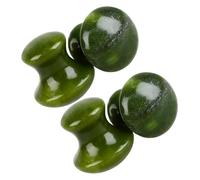 VALICLUD Pierre de Massage Visage de Champignon 4 Pièces en Jade Vert Naturel, Grattoir Musculaire Facial pour Massage des Yeux et Cou, Outil Gua Sha pour Spa et Soin Énergétique à
