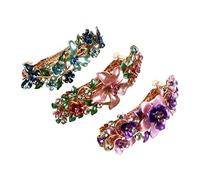 VALICLUD Pince à Cheveux à Fleurs Lot de 3 Grandes Épingles à Cheveux Anti-Dérapantes Accessoires Confortable pour Queue de Cheval en Solide pour Toutes Occasions