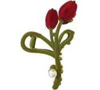 VALICLUD Pince à Cheveux Griffe Tulipe Large en Velours Pince Épaisse pour Cheveux Longs Femme Automne-hiver Barrette Fleur Élégante Maintien Antidérapant Usage Quotidien et Fête