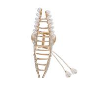 VALICLUD Pince à Cheveux Métal Ornée De Perles Strass Clips à Cheveux Forme De Griffe Design Élégant De Fleur De Blé Avec Franges