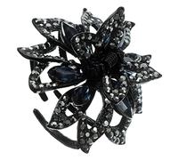VALICLUD Pince Cheveux Femme Fleur Noir avec Pince à Griffe Petite et Solide pour Cheveux Accessoire Décoratif pour Mariage Fête et Usage