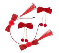 VALICLUD Pince Cheveux Fille Style Chinois Noeud Pompon Bandeau Serre-tete Pour Fete Noel