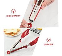 VALICLUD Pince Cuisine Professionnelle avec Tête Silicone Rouge Pince Alimentaire Sécurisée pour Barbecue Buffet Fruits et Desserts Outil Pratique et