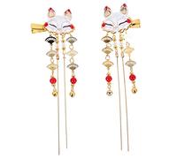 VALICLUD Pinces à Cheveux à Pompons Style Chinois Vintage En Alliage, Lot De 2 Pour Femmes, Accessoire Tête Déesse, Couleurs Aléatoires, Ornement Cheveux Esprit Fox, Présent Fête