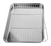 VALICLUD Plaque de Cuisson Résistance Haute Température 2 Pièces Set en Acier Inoxydable avec Grille de Refroidissement pour Cuisson et Pâtisserie Cuisine Maison