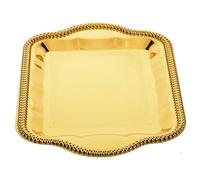 VALICLUD Plat de Service en Fer, Plateau Gravé Miroir Rectangulaire, Or, pour Gâteaux et Desserts, Style Vintage Royal, Dîner aux Chandelles et Photographie