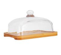 VALICLUD Plateau à Fromage et Gâteaux en Bois d'Acacia Beurrier et Couvercle en Verre, Format Rectangulaire, Conservation au Réfrigérateur ou Présentation sur Table, Usage Domestique