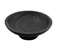 VALICLUD Plateau de Rangement en Bois Massif Noir sur Pied - Corbeille à Fruits Décorative Vintage pour Salon la Cuisine et Hôtel - Centre de Table Rustique Multifonction pour Collations