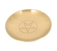 VALICLUD Plateau Pentagramme en Métal Doré pour Bougeoir D'autel, Centre De Table Rituel, Plaque à Bougie Pentagramme Décorative Multifonction, Accessoire Cérémonial Ésotérique